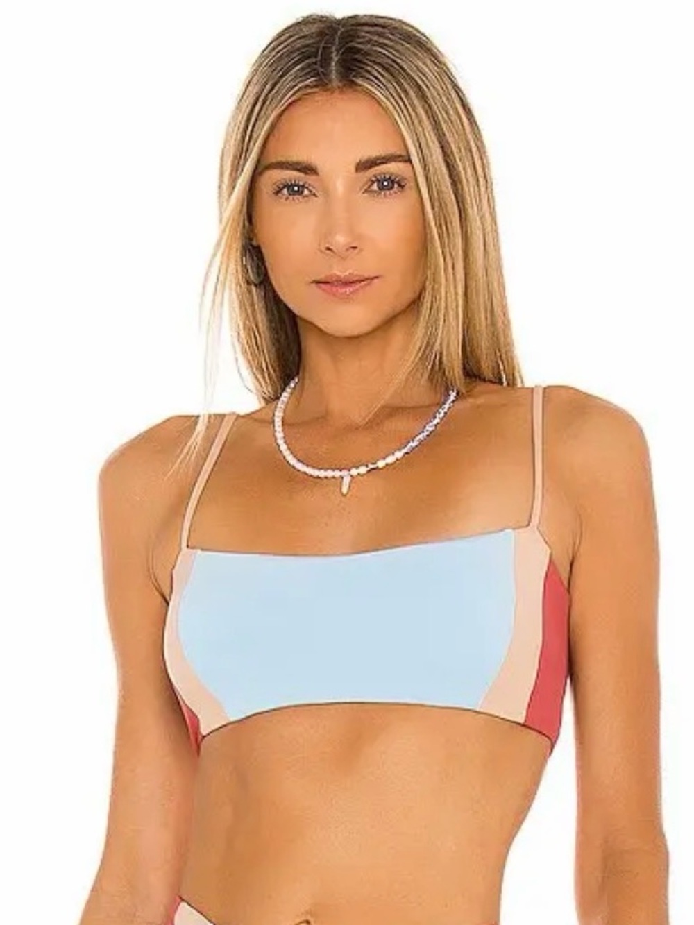 L*Space Rebel Heart Colorblock Bandeau Top - Sky Blue, Peach & Rust